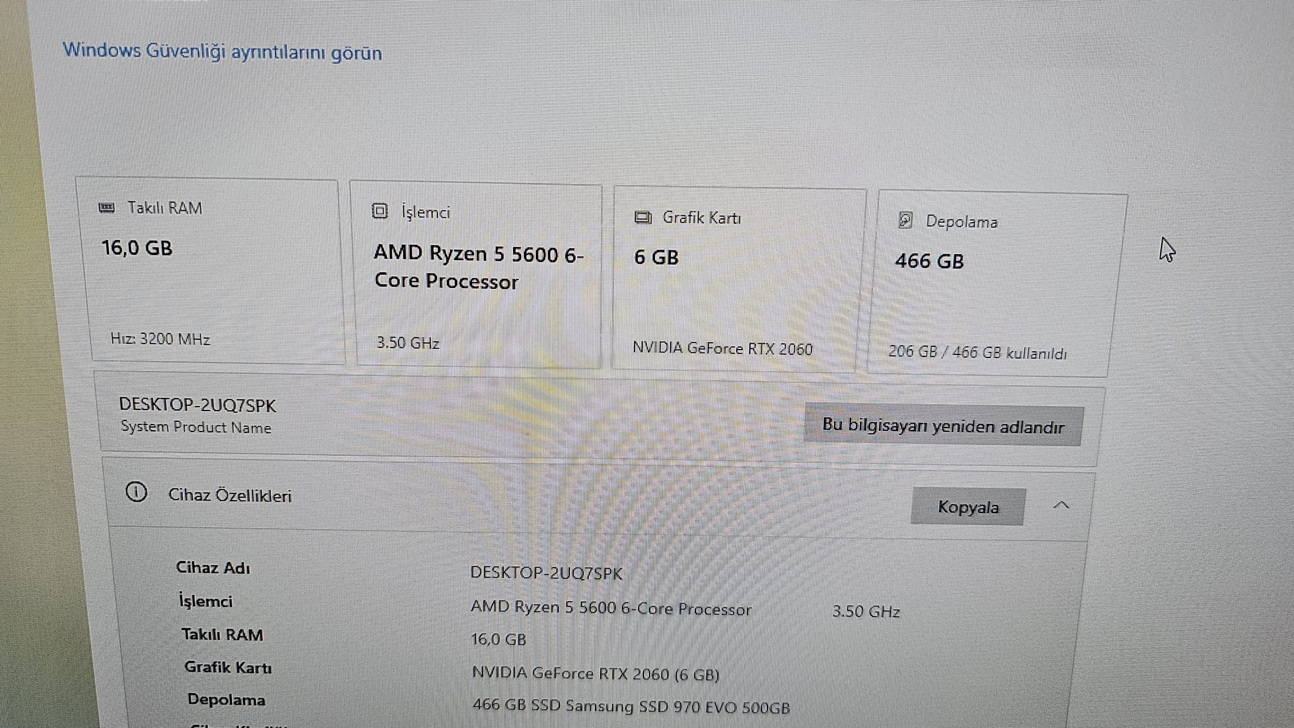 AMD Ryzen 5 5600 | RTX 2060 ROG STRIX | 16GB DDR4 | 500GB NVMe SSD Oyuncu Bilgisayarı - Görsel 8